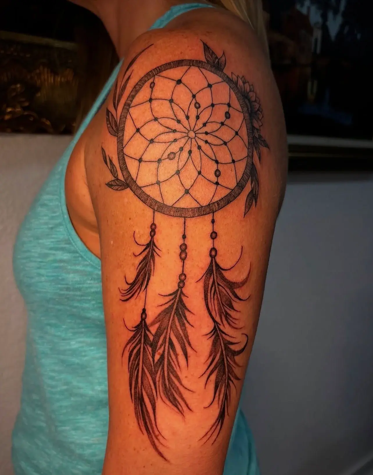 Dreamcatcher and feathers tattoo by Lucia